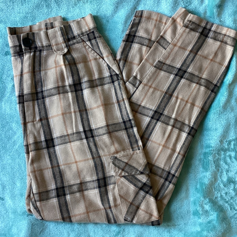 Plaid Women’s Pants in Beige and Black
